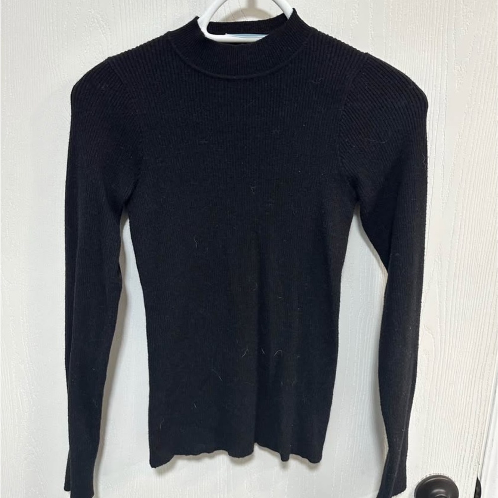 Black Ribbed Long Sleeve Sweater